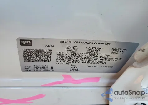 2024 Buick Envista Avenir из США, поврежденный, VIN KL47LCE26RB223768